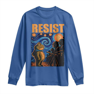 Starry Night Resist Frog Long Sleeve Shirt Resistance Protest Surreal Art Graphic TS02 Royal Blue Print Your Wear