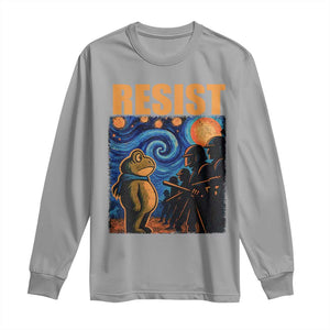 Starry Night Resist Frog Long Sleeve Shirt Resistance Protest Surreal Art Graphic TS02 Sport Gray Print Your Wear