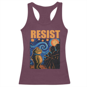 Starry Night Resist Frog Racerback Tank Top Resistance Protest Surreal Art Graphic TS02 Maroon Print Your Wear