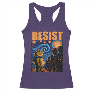 Starry Night Resist Frog Racerback Tank Top Resistance Protest Surreal Art Graphic TS02 Purple Print Your Wear