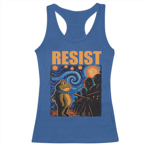 Starry Night Resist Frog Racerback Tank Top Resistance Protest Surreal Art Graphic TS02 Royal Blue Print Your Wear