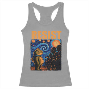 Starry Night Resist Frog Racerback Tank Top Resistance Protest Surreal Art Graphic TS02 Sport Gray Print Your Wear