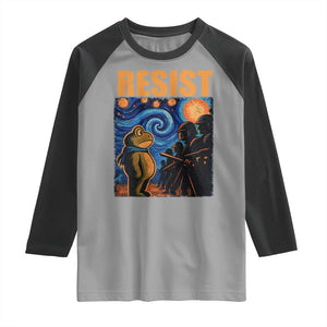 Starry Night Resist Frog Raglan Shirt Resistance Protest Surreal Art Graphic TS02 Sport Gray Black Print Your Wear