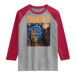Starry Night Resist Frog Raglan Shirt Resistance Protest Surreal Art Graphic TS02 Sport Gray Red Print Your Wear