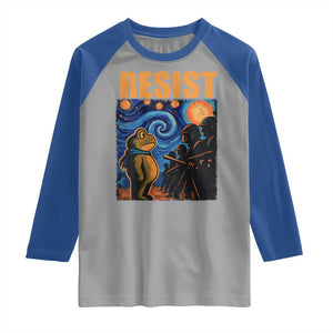 Starry Night Resist Frog Raglan Shirt Resistance Protest Surreal Art Graphic TS02 Sport Gray Royal Print Your Wear