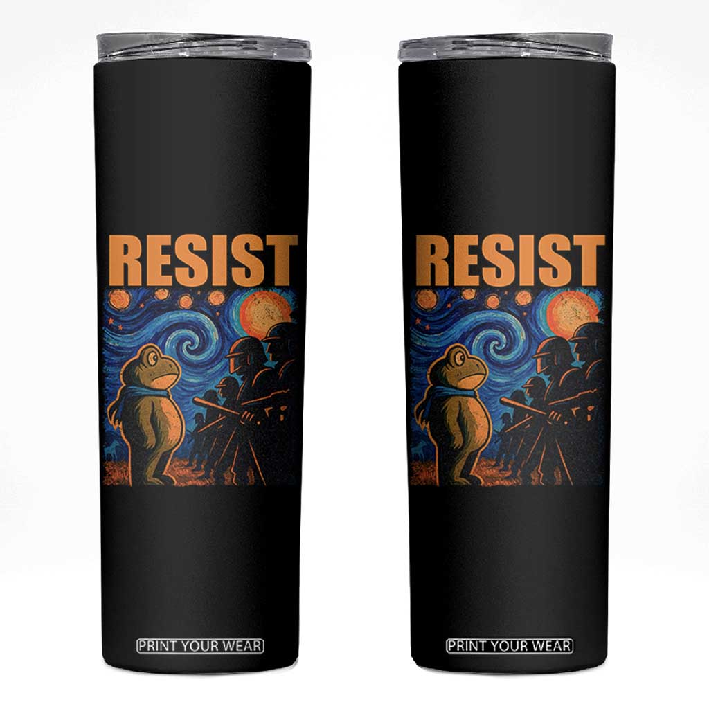 Starry Night Resist Frog Skinny Tumbler Resistance Protest Surreal Art Graphic TS02 Black Print Your Wear