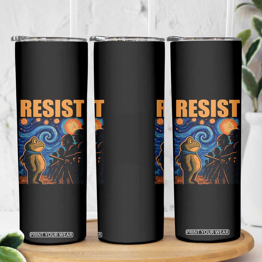 Starry Night Resist Frog Skinny Tumbler Resistance Protest Surreal Art Graphic TS02 Print Your Wear