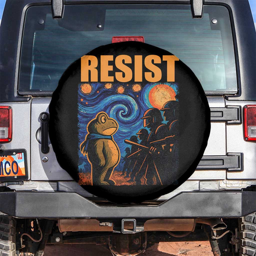 Starry Night Resist Frog Spare Tire Cover Resistance Protest Surreal Art Graphic TS02 No hole Black Print Your Wear