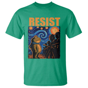 Starry Night Resist Frog T Shirt Resistance Protest Surreal Art Graphic TS02 Irish Green Print Your Wear