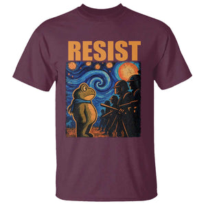 Starry Night Resist Frog T Shirt Resistance Protest Surreal Art Graphic TS02 Maroon Print Your Wear