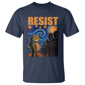 Starry Night Resist Frog T Shirt Resistance Protest Surreal Art Graphic TS02 Navy Print Your Wear