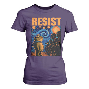 Starry Night Resist Frog T Shirt For Women Resistance Protest Surreal Art Graphic TS02 Purple Print Your Wear