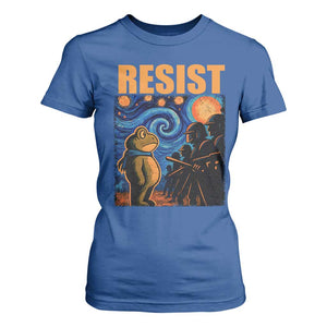 Starry Night Resist Frog T Shirt For Women Resistance Protest Surreal Art Graphic TS02 Royal Blue Print Your Wear