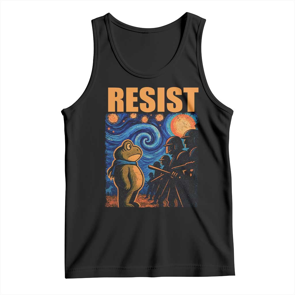Starry Night Resist Frog Tank Top Resistance Protest Surreal Art Graphic TS02 Black Print Your Wear