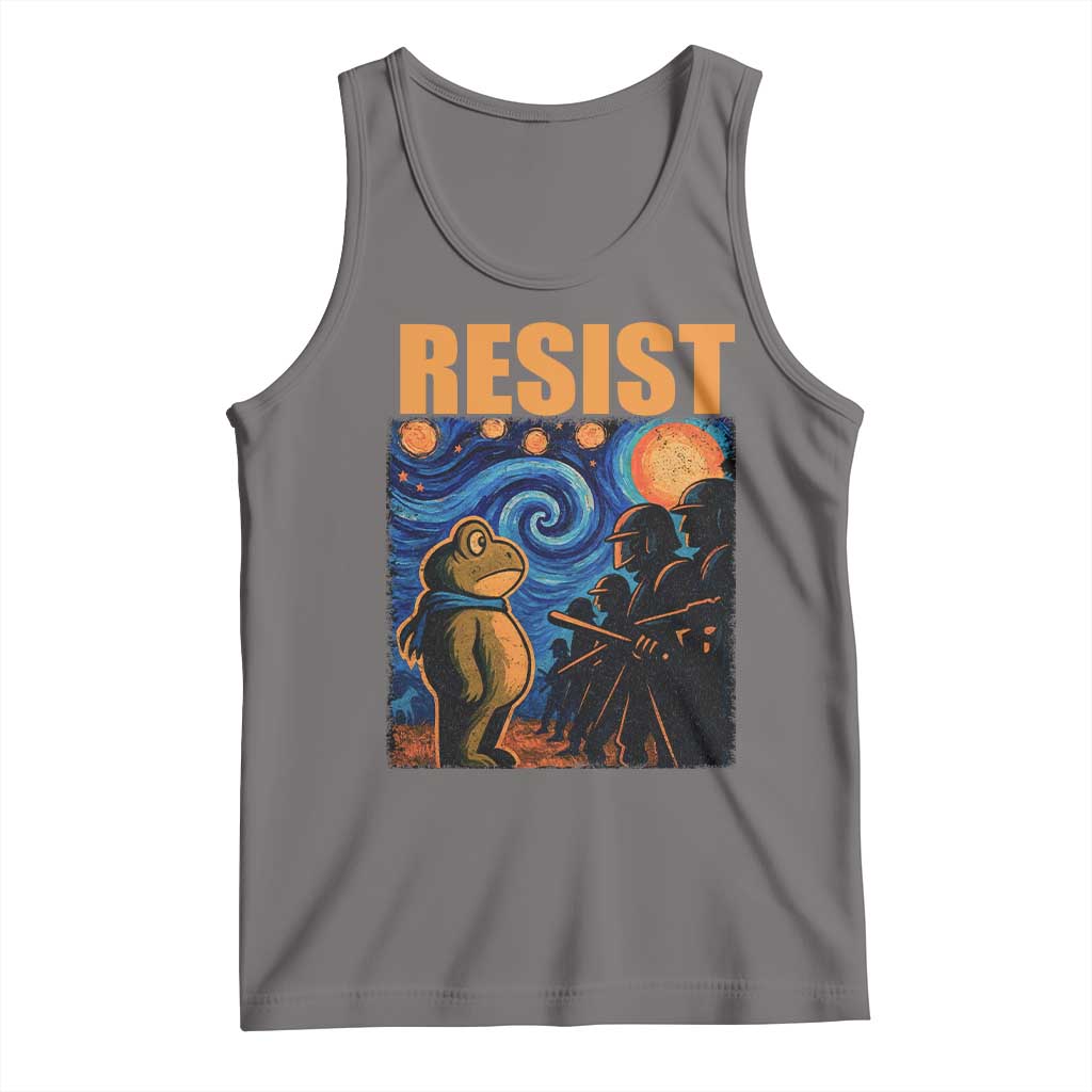 Starry Night Resist Frog Tank Top Resistance Protest Surreal Art Graphic TS02 Deep Heather Print Your Wear