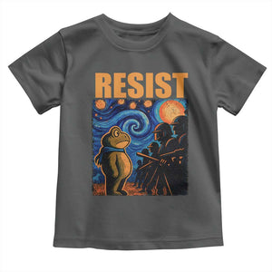 Starry Night Resist Frog Toddler T Shirt Resistance Protest Surreal Art Graphic TS02 Dark Heather Print Your Wear