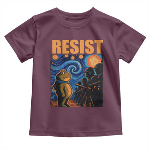 Starry Night Resist Frog Toddler T Shirt Resistance Protest Surreal Art Graphic TS02 Maroon Print Your Wear