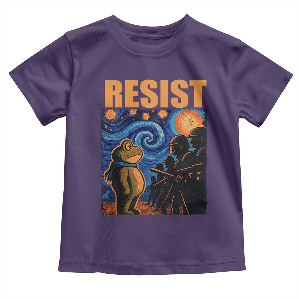 Starry Night Resist Frog Toddler T Shirt Resistance Protest Surreal Art Graphic TS02 Purple Print Your Wear