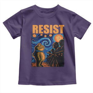 Starry Night Resist Frog Toddler T Shirt Resistance Protest Surreal Art Graphic TS02 Purple Print Your Wear