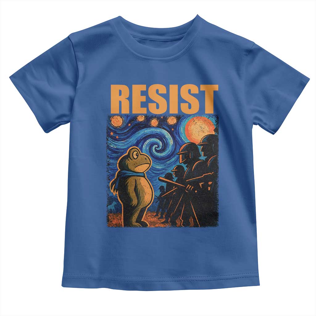 Starry Night Resist Frog Toddler T Shirt Resistance Protest Surreal Art Graphic TS02 Royal Blue Print Your Wear