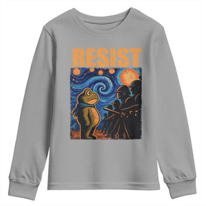 Starry Night Resist Frog Youth Sweatshirt Resistance Protest Surreal Art Graphic TS02 Sport Gray Print Your Wear