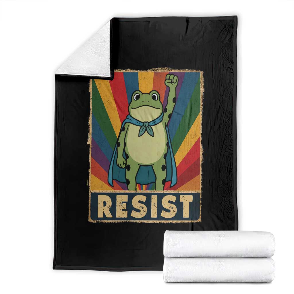 Rainbow Resist Frog Throw Blanket Portland Pride and Protest Resistance TS02 Black Print Your Wear