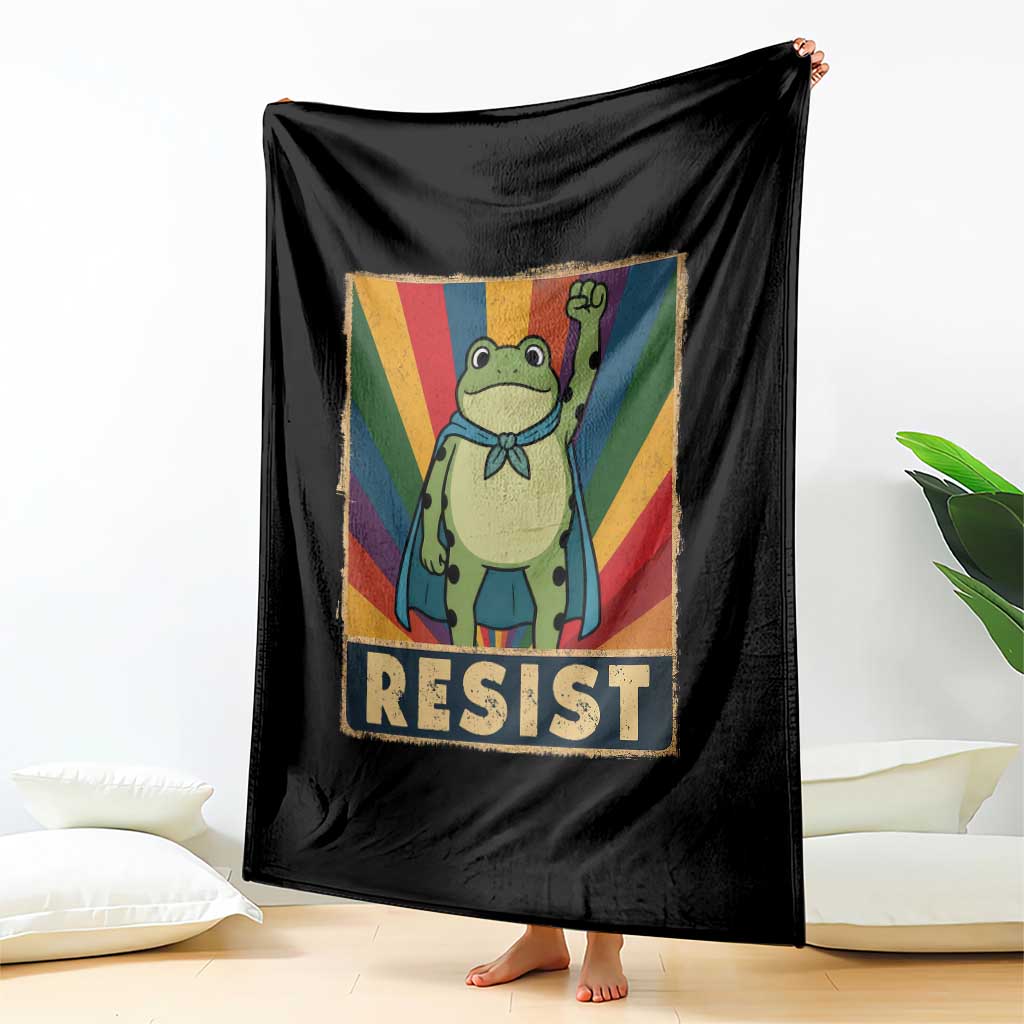 Rainbow Resist Frog Throw Blanket Portland Pride and Protest Resistance TS02 Print Your Wear