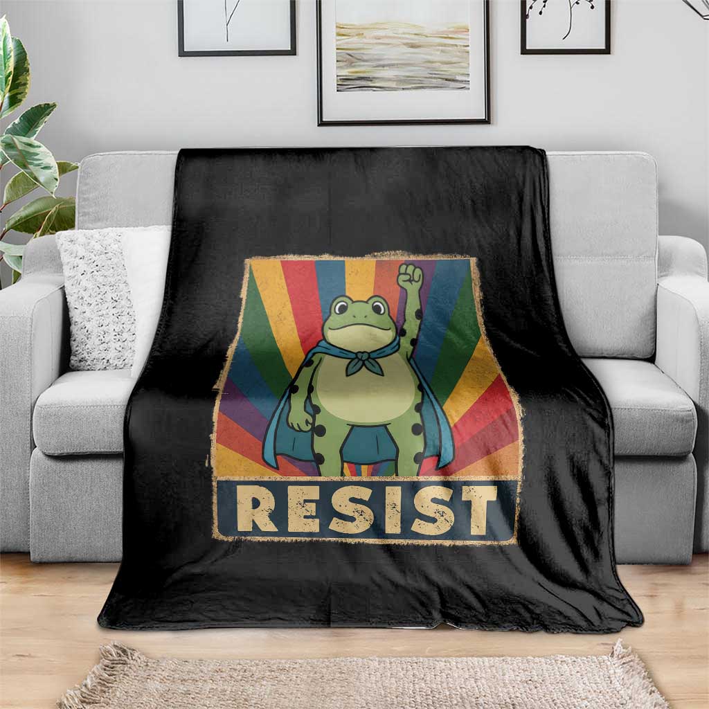 Rainbow Resist Frog Throw Blanket Portland Pride and Protest Resistance TS02 Print Your Wear