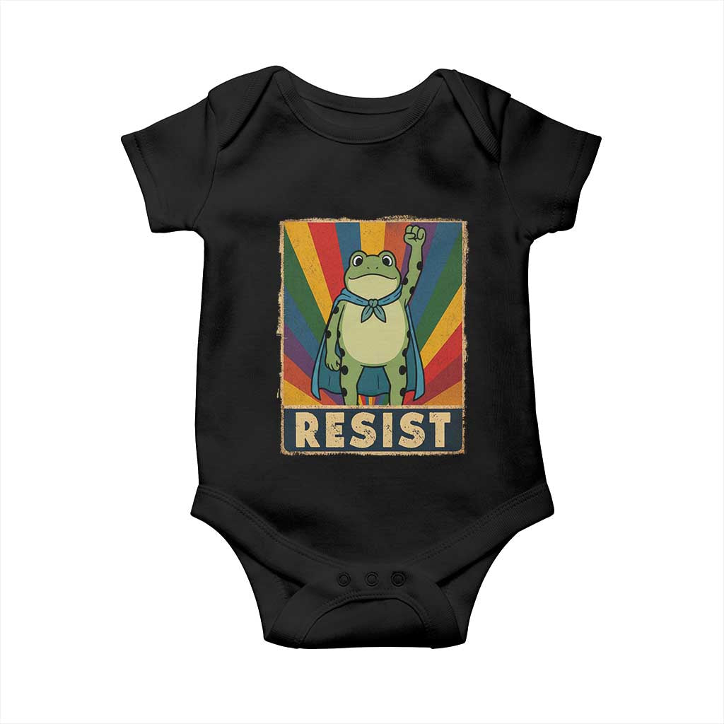 Rainbow Resist Frog Baby Onesie Portland Pride and Protest Resistance TS02 Black Print Your Wear