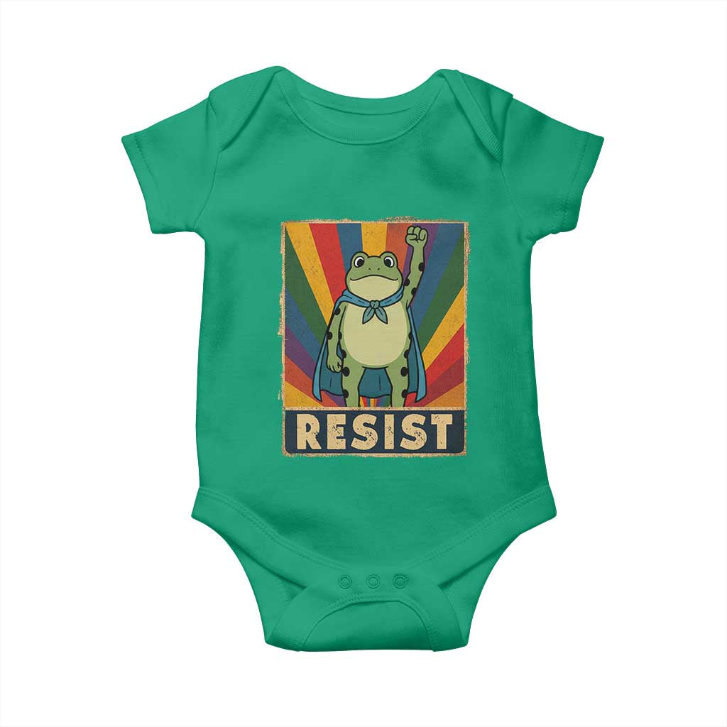 Rainbow Resist Frog Baby Onesie Portland Pride and Protest Resistance TS02 Irish Green Print Your Wear