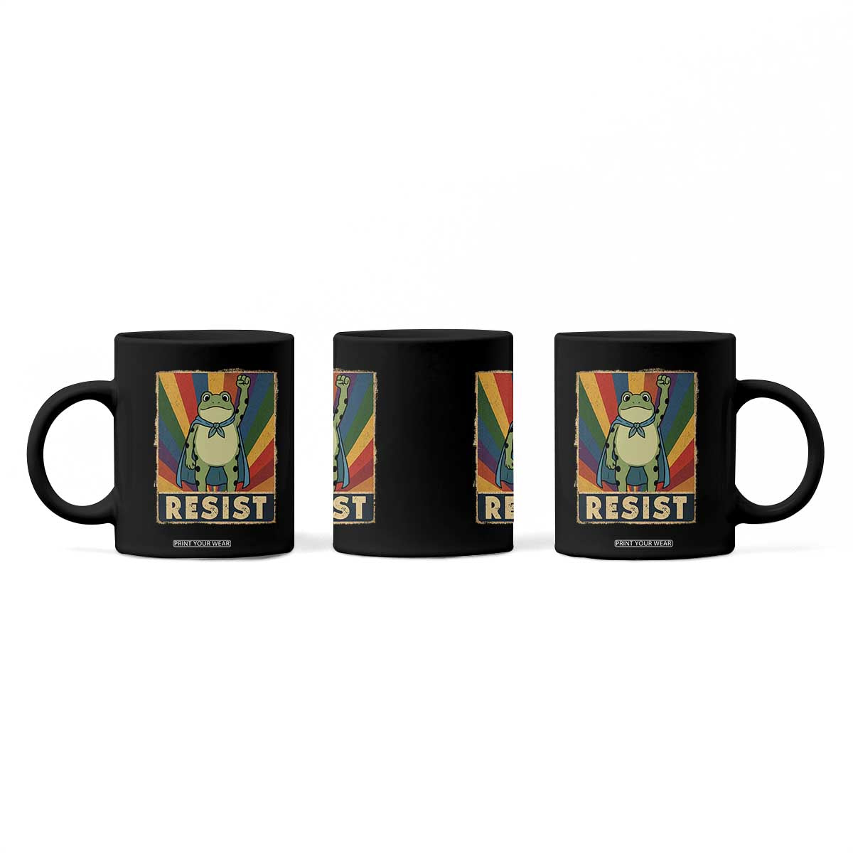 Rainbow Resist Frog Coffee Mug Portland Pride and Protest Resistance TS02 Print Your Wear