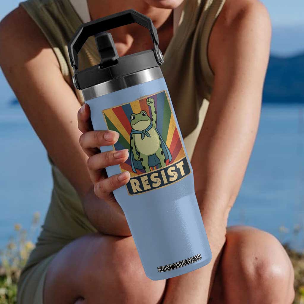 Rainbow Resist Frog Flip Straw Tumbler Portland Pride and Protest Resistance TS02 One Size: 30 oz Light Blue Print Your Wear