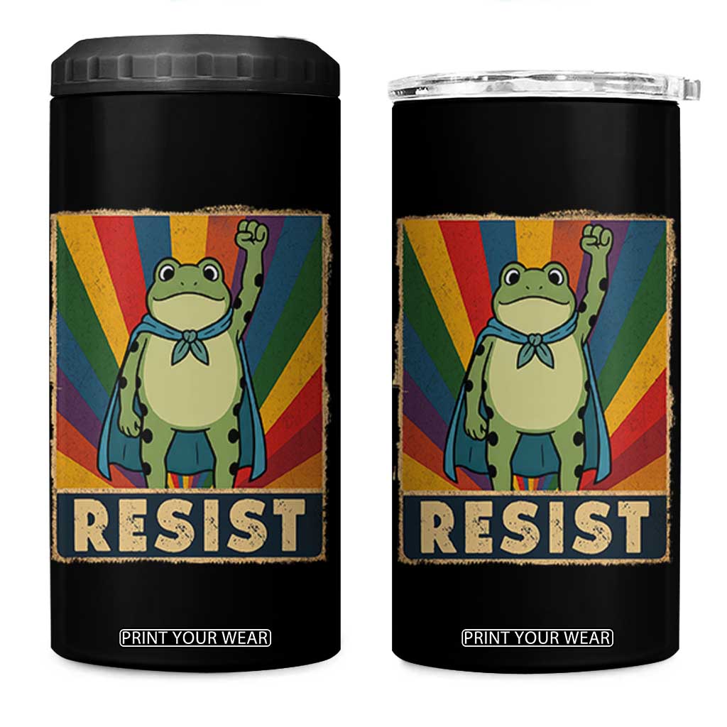Rainbow Resist Frog 4 in 1 Can Cooler Tumbler Portland Pride and Protest Resistance TS02 One Size: 16 oz Black Print Your Wear