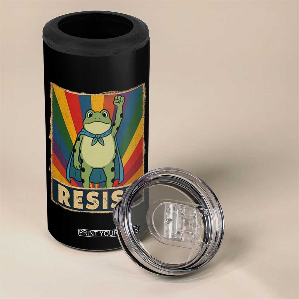 Rainbow Resist Frog 4 in 1 Can Cooler Tumbler Portland Pride and Protest Resistance TS02 Print Your Wear