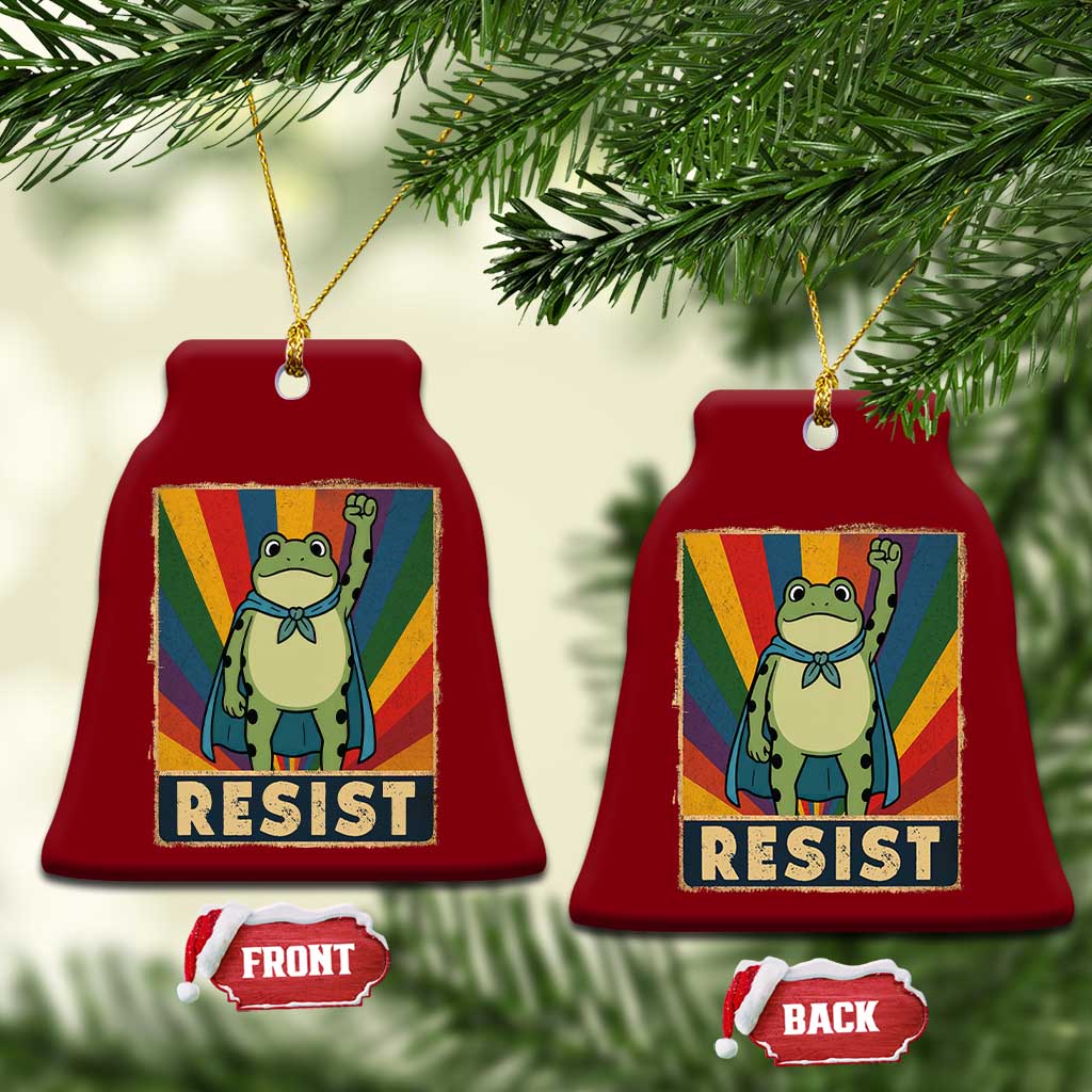 Rainbow Resist Frog Ceramic Ornament Portland Pride and Protest Resistance TS02 Print Your Wear