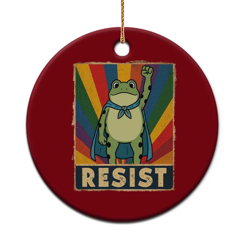 Rainbow Resist Frog Ceramic Ornament Portland Pride and Protest Resistance - Print Your Wear