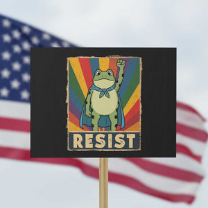 Rainbow Resist Frog Protest Sign Portland Pride and Protest Resistance TS02 Horizontal 18" × 24" Black Print Your Wear