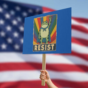 Rainbow Resist Frog Protest Sign Portland Pride and Protest Resistance TS02 Horizontal 18" × 24" Blue Print Your Wear