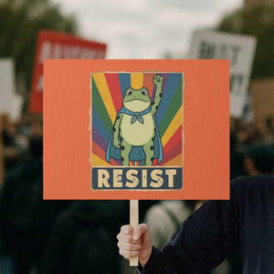 Rainbow Resist Frog Protest Sign Portland Pride and Protest Resistance TS02 Horizontal 18" × 24" Orange Print Your Wear