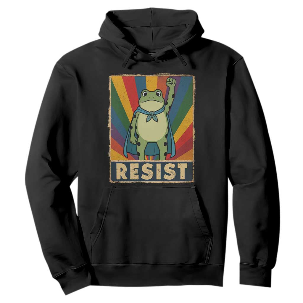 Rainbow Resist Frog Hoodie Portland Pride and Protest Resistance TS02 Black Print Your Wear
