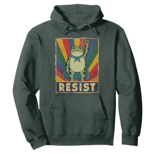 Rainbow Resist Frog Hoodie Portland Pride and Protest Resistance TS02 Dark Forest Green Print Your Wear