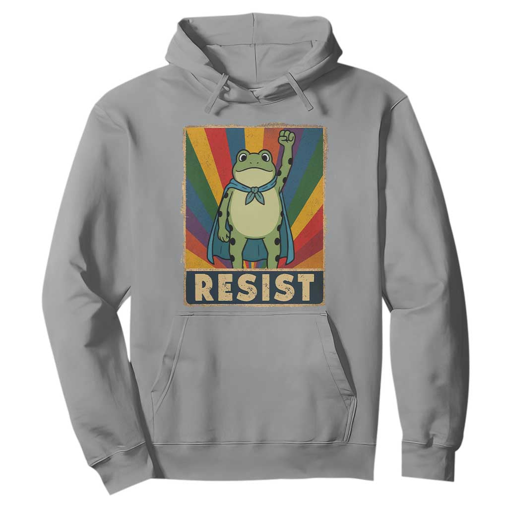 Rainbow Resist Frog Hoodie Portland Pride and Protest Resistance TS02 Sport Gray Print Your Wear
