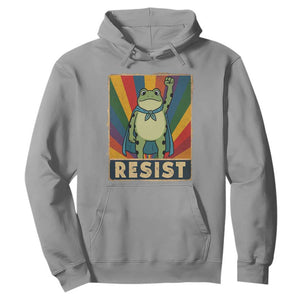 Rainbow Resist Frog Hoodie Portland Pride and Protest Resistance TS02 Sport Gray Print Your Wear