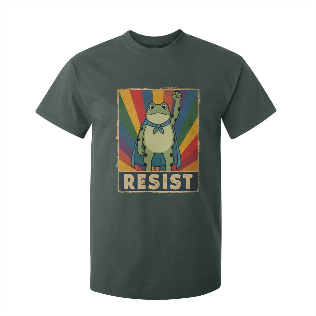 Rainbow Resist Frog T Shirt For Kid Portland Pride and Protest Resistance TS02 Dark Forest Green Print Your Wear