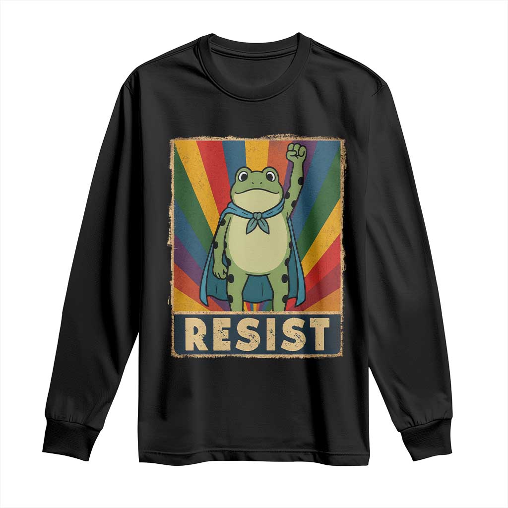 Rainbow Resist Frog Long Sleeve Shirt Portland Pride and Protest Resistance TS02 Black Print Your Wear