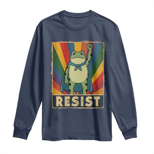 Rainbow Resist Frog Long Sleeve Shirt Portland Pride and Protest Resistance TS02 Navy Print Your Wear