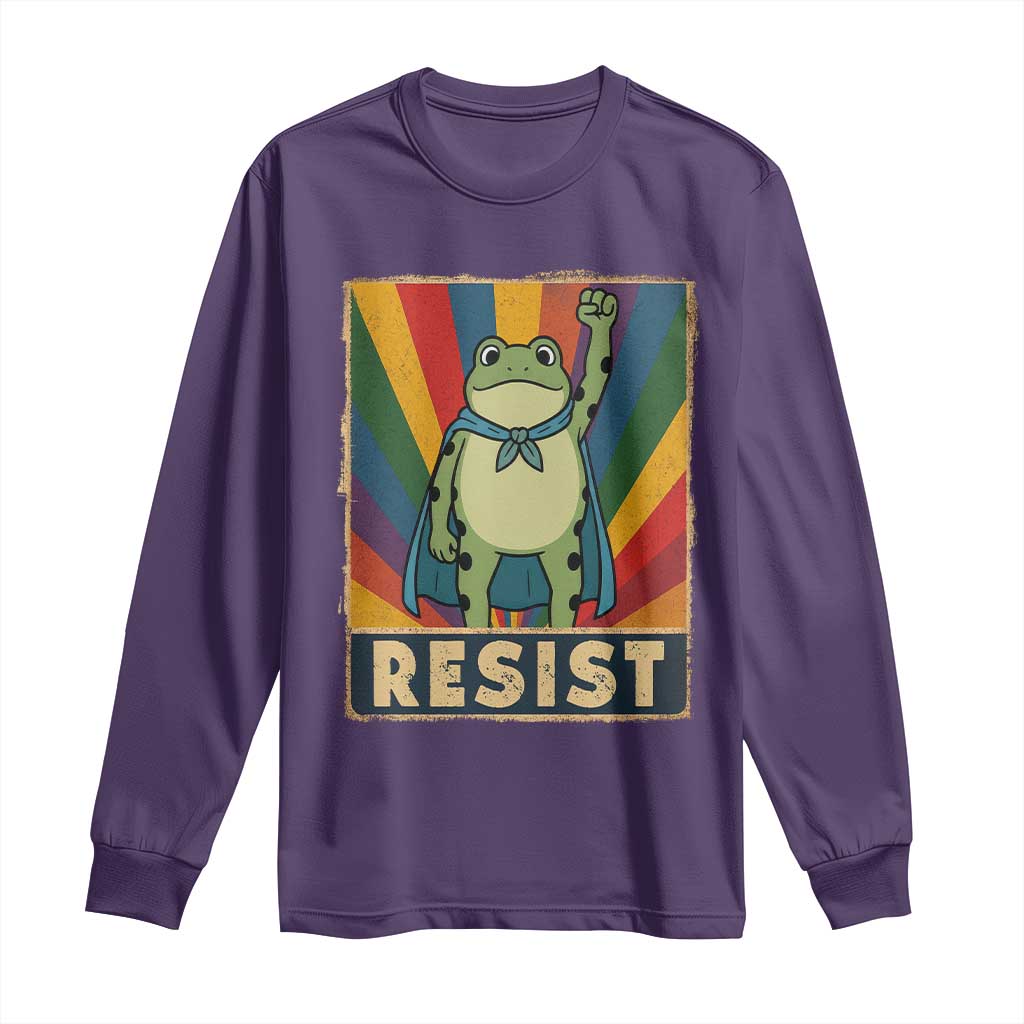 Rainbow Resist Frog Long Sleeve Shirt Portland Pride and Protest Resistance TS02 Purple Print Your Wear