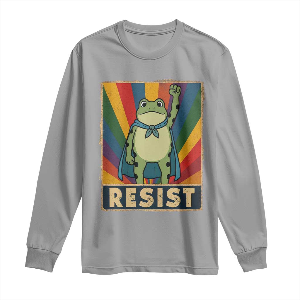 Rainbow Resist Frog Long Sleeve Shirt Portland Pride and Protest Resistance TS02 Sport Gray Print Your Wear