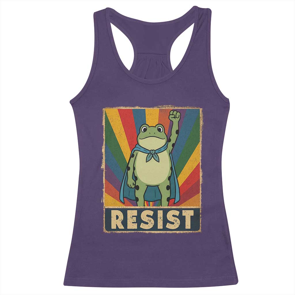 Rainbow Resist Frog Racerback Tank Top Portland Pride and Protest Resistance TS02 Purple Print Your Wear