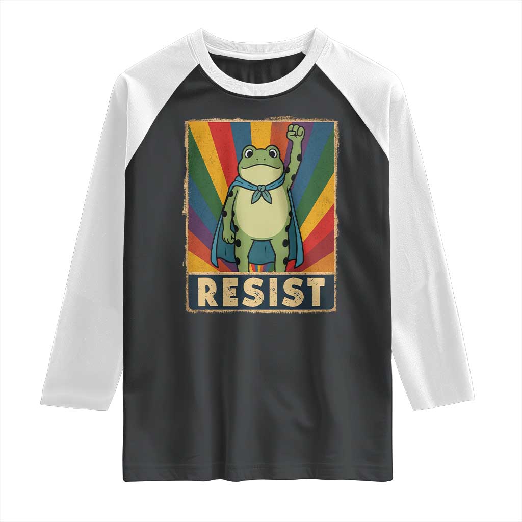 Rainbow Resist Frog Raglan Shirt Portland Pride and Protest Resistance TS02 Black White Print Your Wear